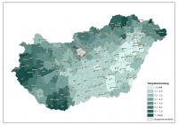 A járások településsűrűsége