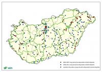 Kerékpárúttal érintett települések (2003-2011 közötti megvalósulás kiemelve)