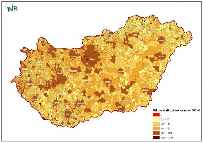 1000 főre jutó mikrovállalkozások száma (2008) (foglalkoztatotti létszám 10 fő a