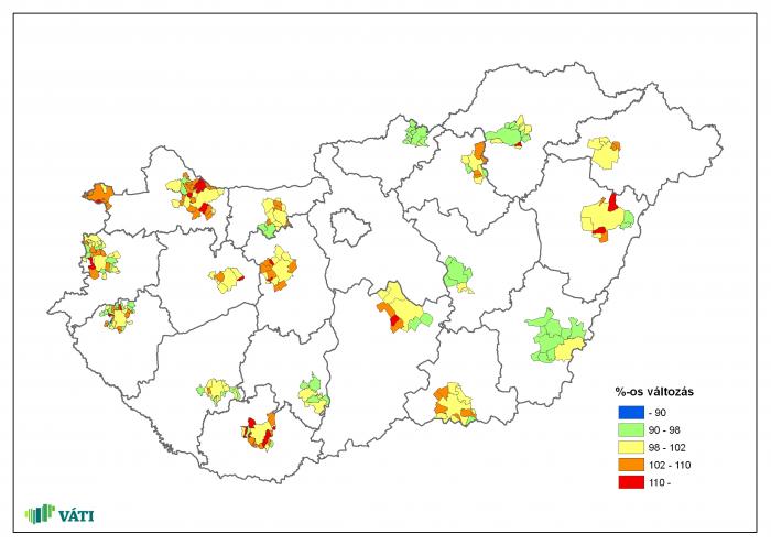 Együtt tervezhető térségek - Népességszámváltozás 2005-2010