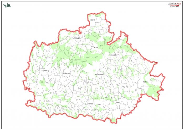 Országos ökológiai hálózat övezete - Baranya megye