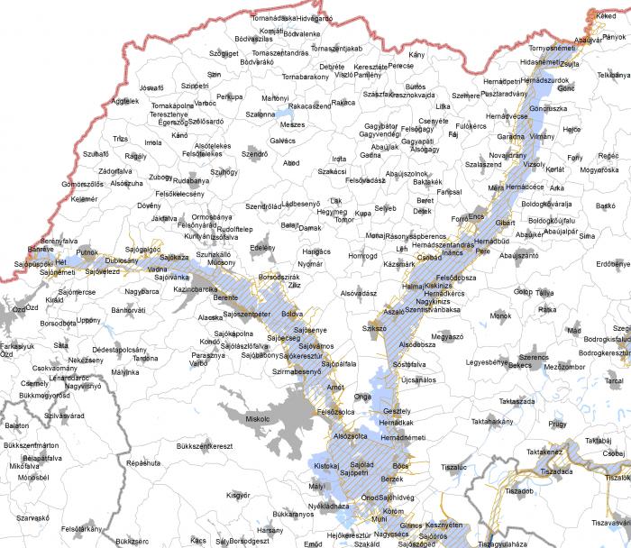 Nagyvízi meder övezete - Borsod-Abaúj-Zemplén megye északi és középső része