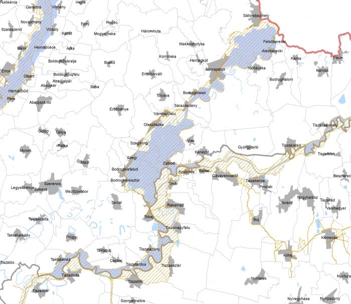 Nagyvízi meder övezete - Borsod-Abaúj-Zemplén megye keleti része 