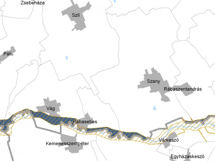 Nagyvízi meder övezete - Győr-Moson-Sopron megye déli része