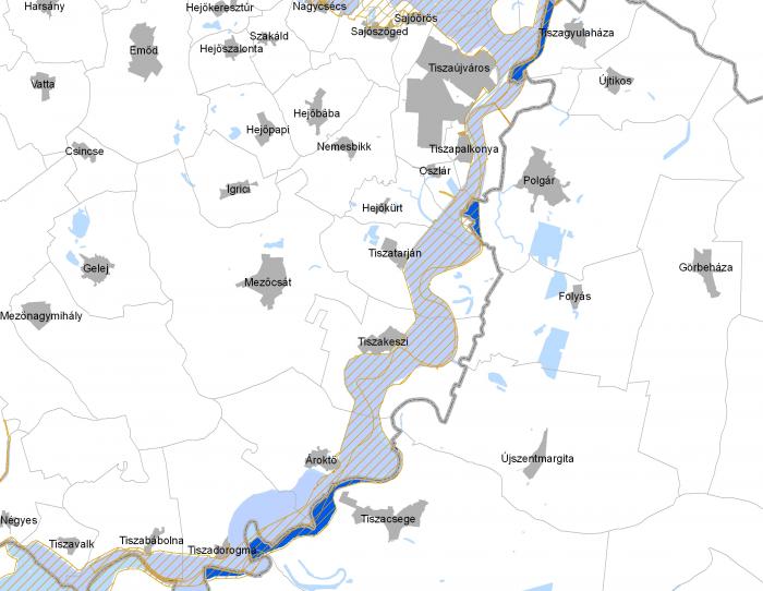 Nagyvízi meder övezete - Hajdú-Bihar megye északi és Borsod-Abaúj-Zemplén megye 