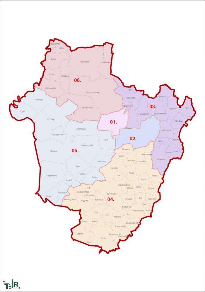 Hajdú-Bihar megye, egyéni választókerületek (2011.12.30.)