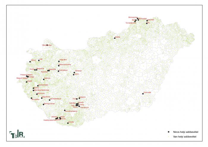 2009-ben helyi adóbevételekkel rendelkező és nem rendelkező önkormányzatok