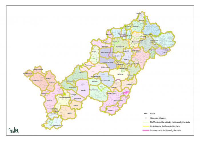Illetékességi területek (elsőfokú építéshatóság, gyámhivatal, okmányiroda) a Ész