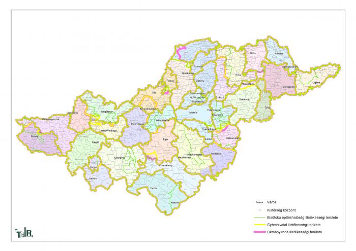 Illetékességi területek (elsőfokú építéshatóság, gyámhivatal, okmányiroda) a Ész