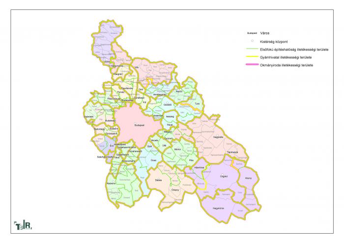 Illetékességi területek (elsőfokú építéshatóság, gyámhivatal, okmányiroda) a Köz
