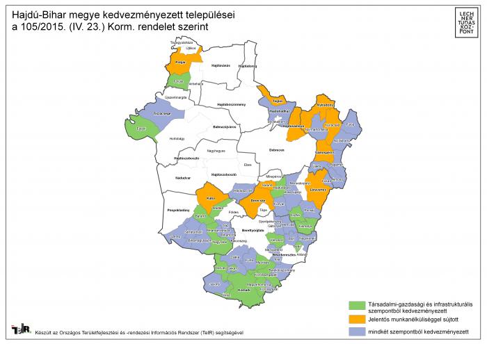 hajdú bihar megye térkép Hajdú Bihar megye kedvezményezett települései a 105/2015. (IV. 23  hajdú bihar megye térkép