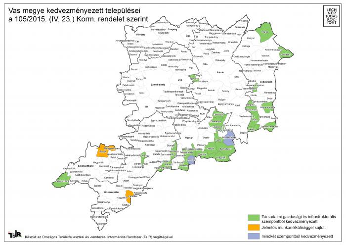 vas megye térkép Vas megye kedvezményezett települései a 105/2015. (IV. 23.) Korm  vas megye térkép