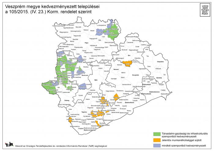 veszprém megye térkép Veszprém megye kedvezményezett települései a 105/2015. (IV. 23  veszprém megye térkép