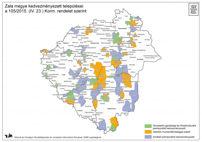 zala megye térkép Zala megye kedvezményezett települései a 105/2015. (IV. 23.) Korm  zala megye térkép