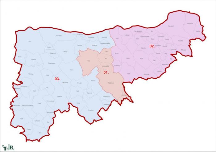 Komárom-Esztergom megye, egyéni választókerületek (2011.12.30.)