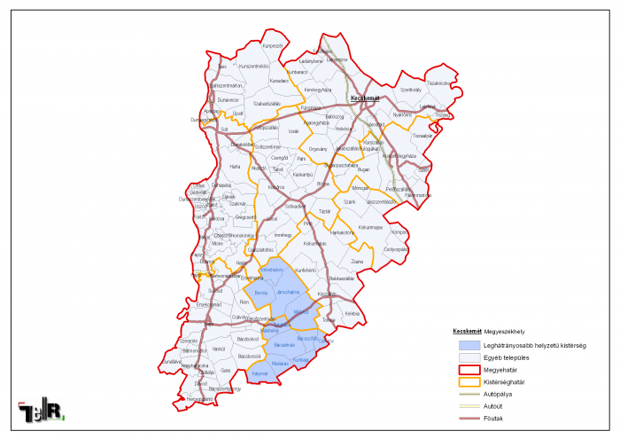 bács kiskun megye térkép Leghátrányosabb helyzetű kistérségek települései Bács Kiskun  bács kiskun megye térkép