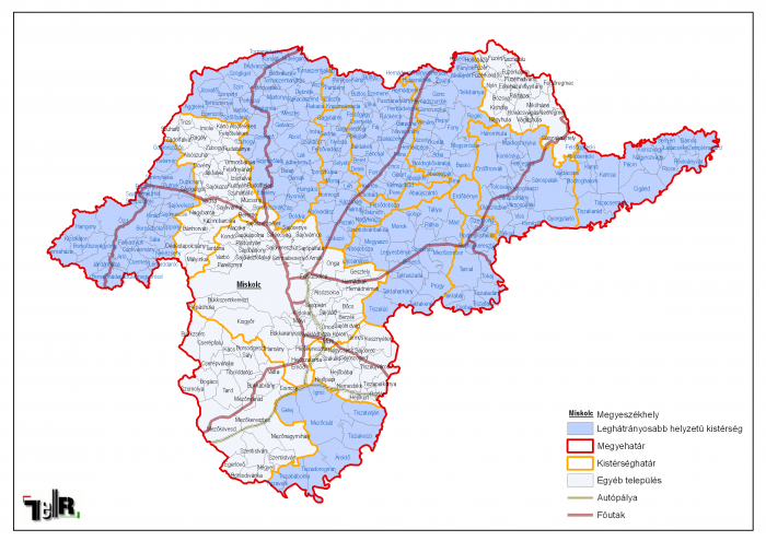 borsod térkép Leghátrányosabb helyzetű kistérségek települései Borsod Abaúj  borsod térkép