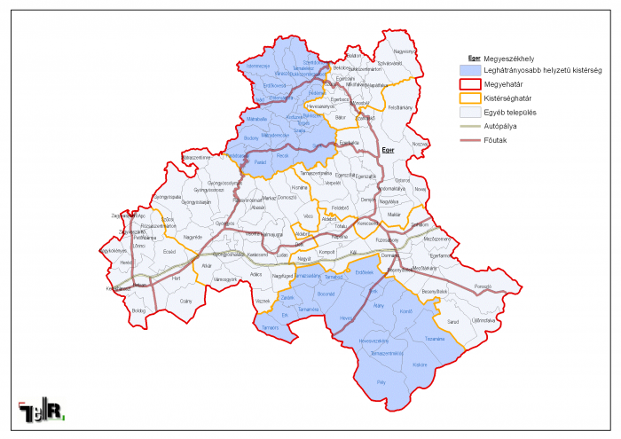 heves megye térkép Leghátrányosabb helyzetű kistérségek települései Heves megyében  heves megye térkép