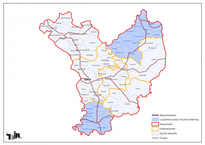 jász nagykun szolnok megye térkép Leghátrányosabb helyzetű kistérségek települései Jász Nagykun  jász nagykun szolnok megye térkép