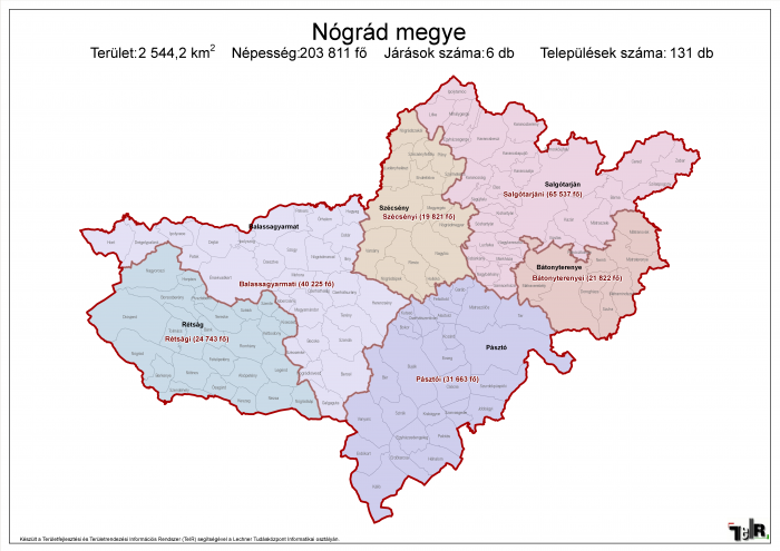 nógrád megye térkép Nógrád megye járásai (terület: 2 544,2 km2, népesség: 203 811 fő  nógrád megye térkép