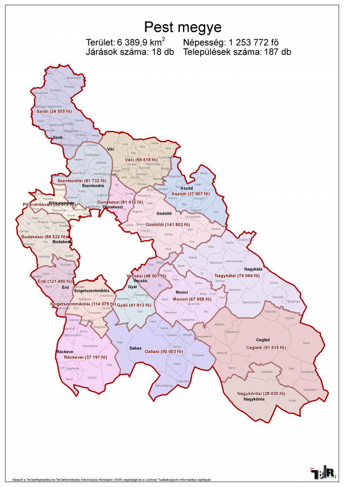 pest térkép Pest megye járásai (terület: 6 389,9 km2, népesség: 1 253 772 fő  pest térkép