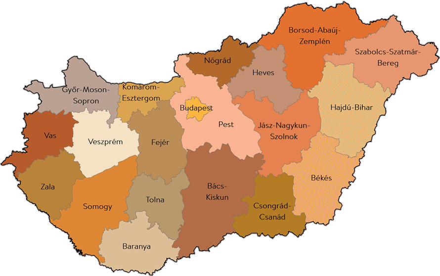 magyar vármegyék térkép